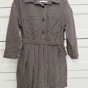 Zara Plaid Button-Up Dress with Belt